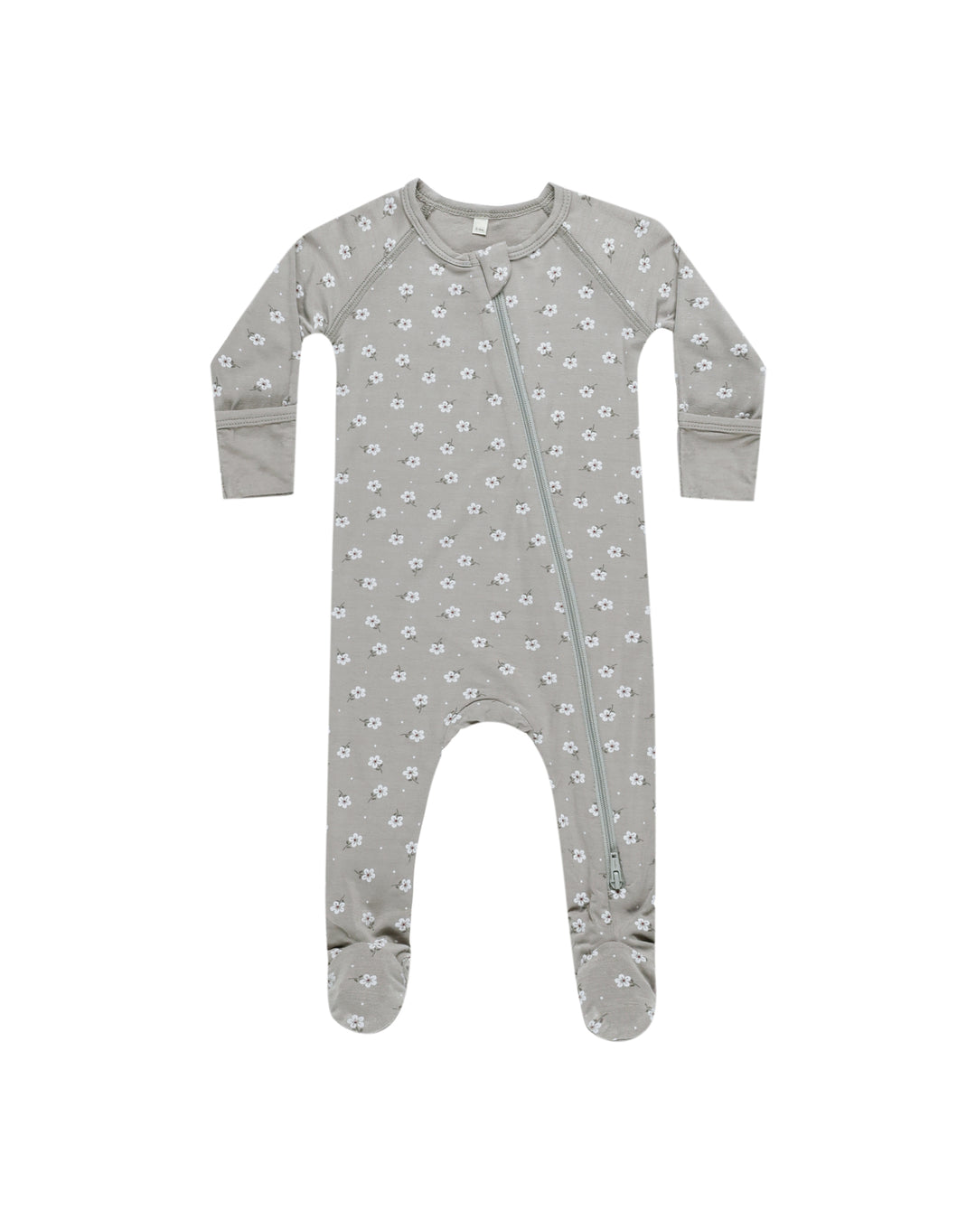 Quincy Mae Bamboo Zip Footie || Blue Ditsy