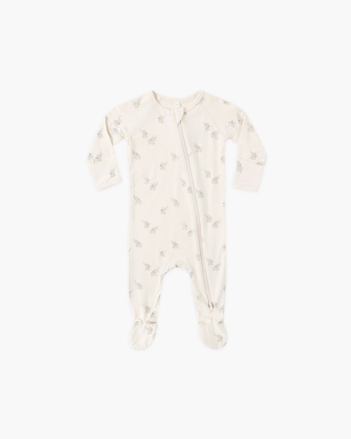 Quincy Mae Bamboo Zip Footie || Elephant