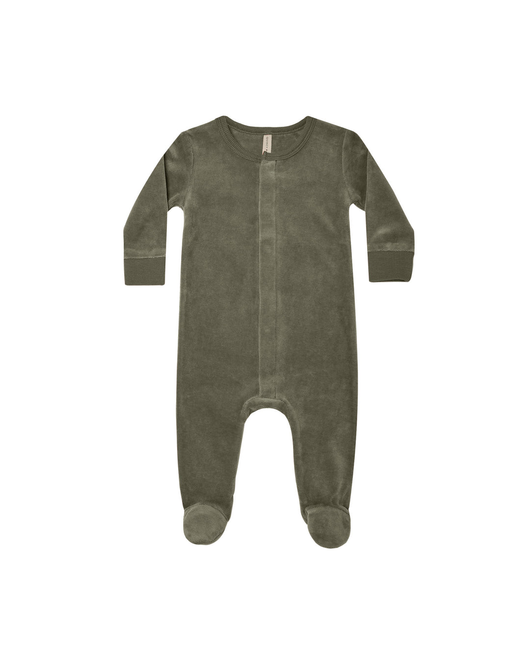 Quincy Mae velour hidden snap footie || forest