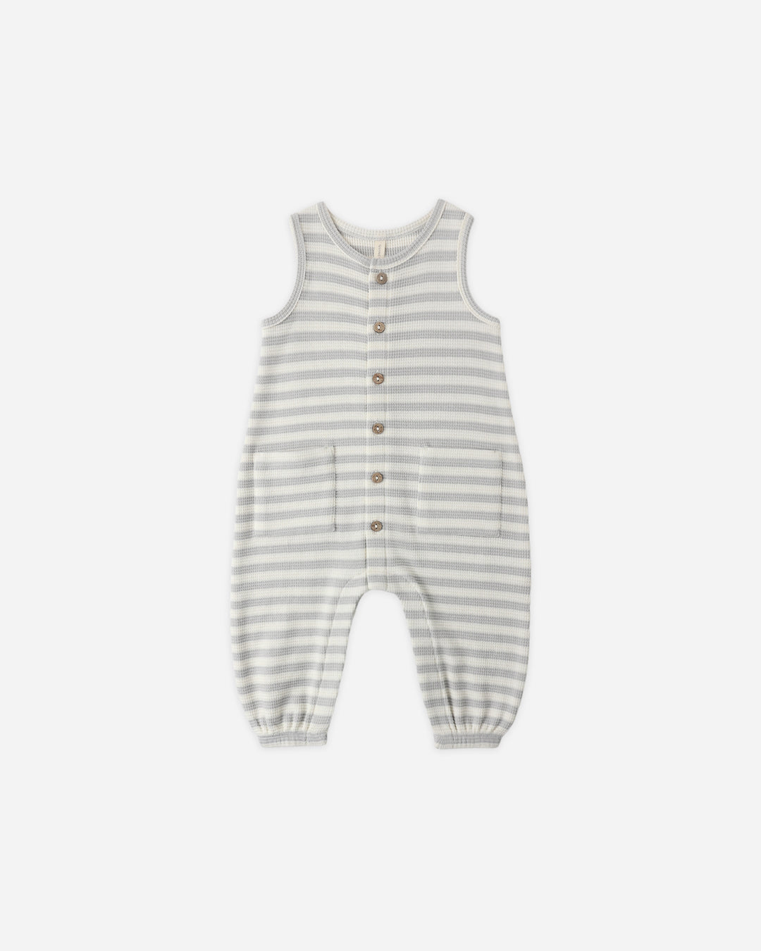 Quincy Mae Waffle Jumpsuit || Sky Stripe