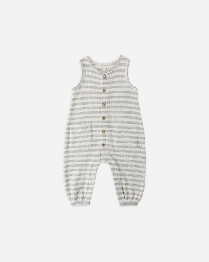 Quincy Mae Waffle Jumpsuit || Sky Stripe
