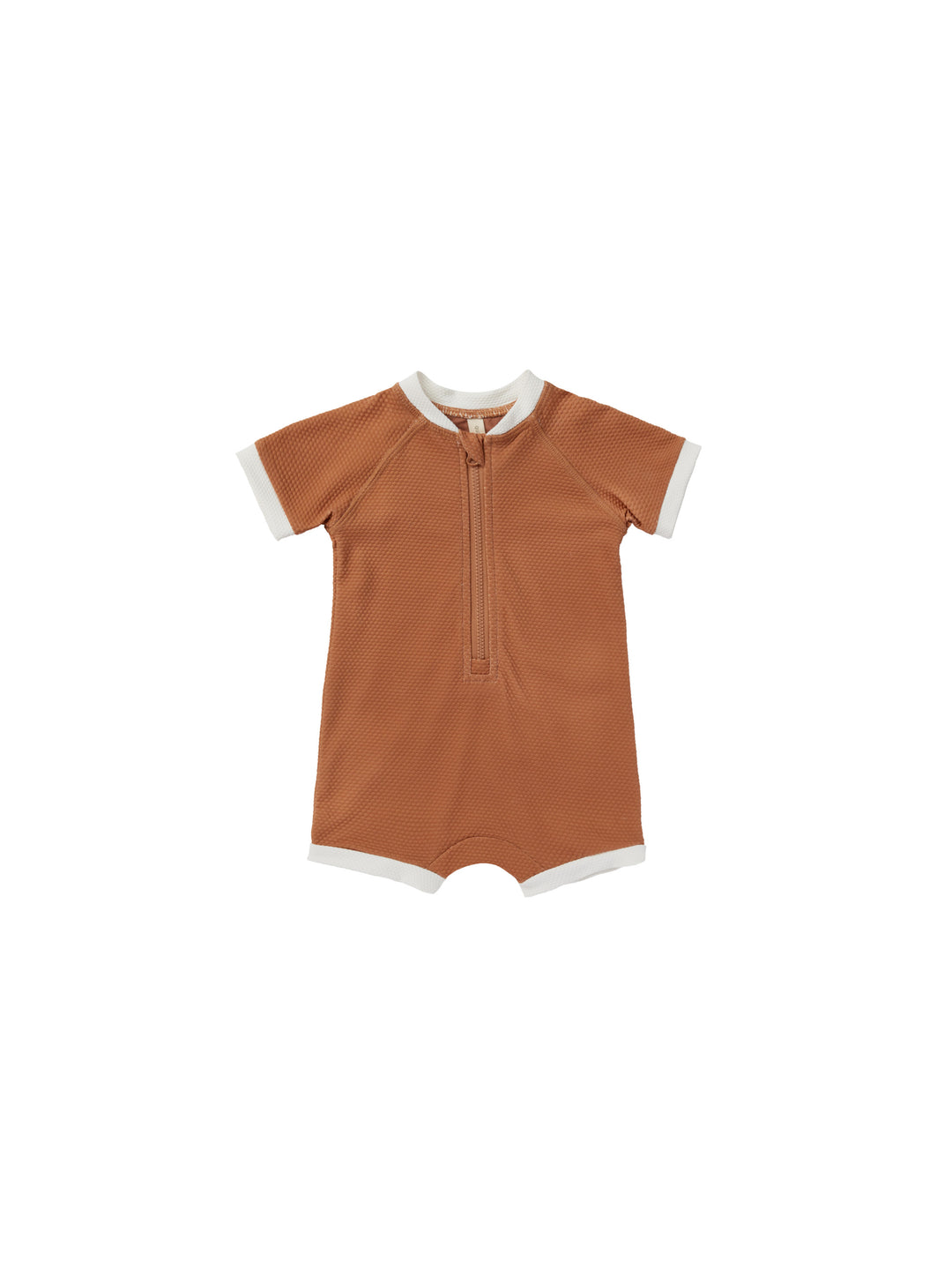 Quincy Mae zip rashguard one-piece || clay