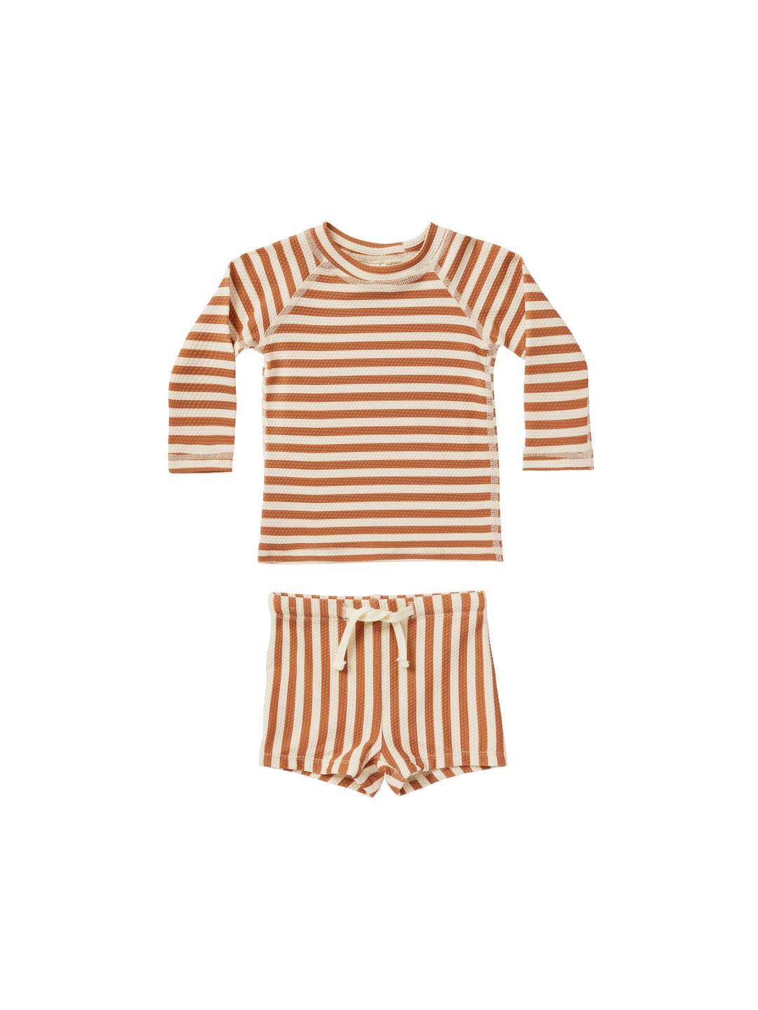 Quincy Mae finn rashguard + short set || clay  stripe