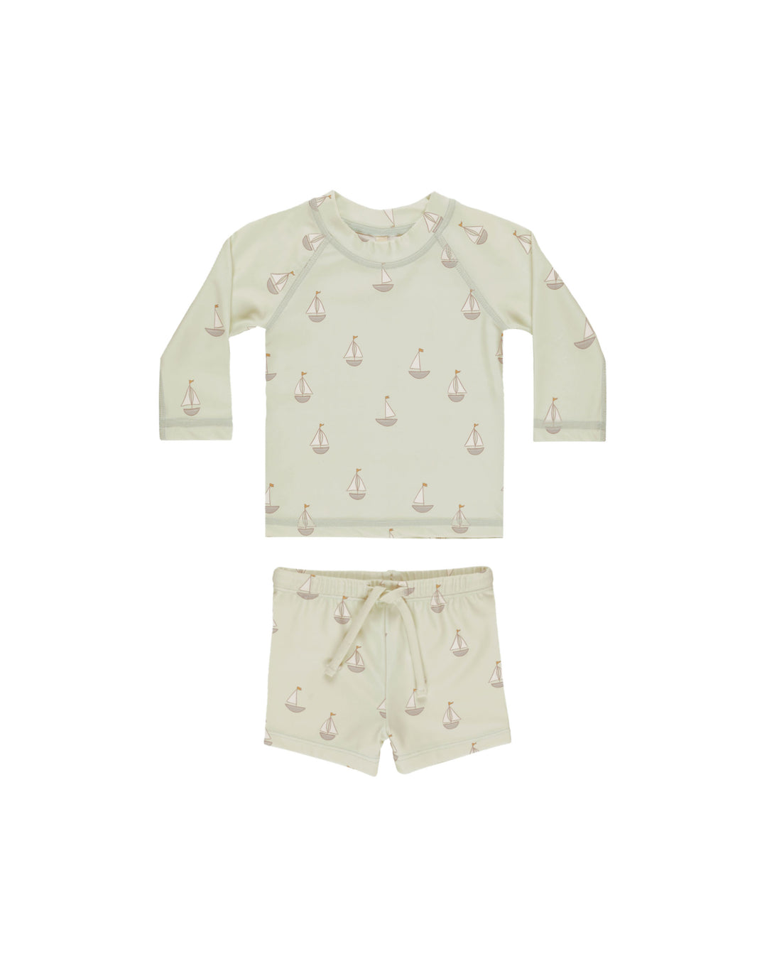 Quincy Mae Finn Rashguard + Short Set || Sailboats