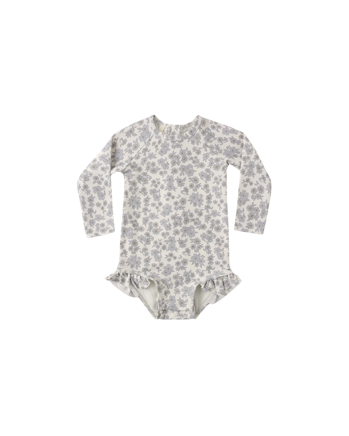 Quincy Mae Olivia Rashguard One-Piece || Blue Floral