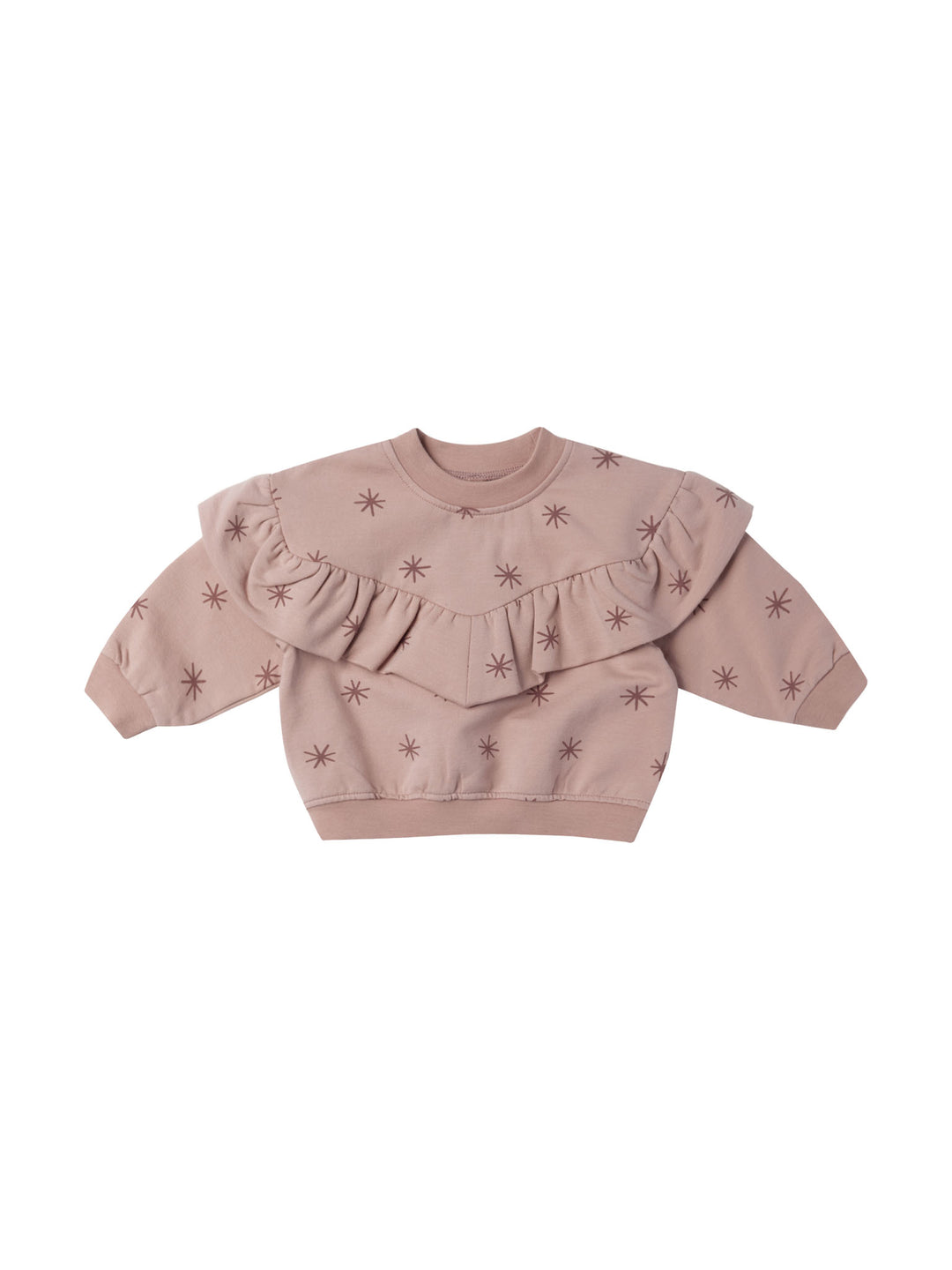 Quincy Mae ruffle fleece sweatshirt || snow stars