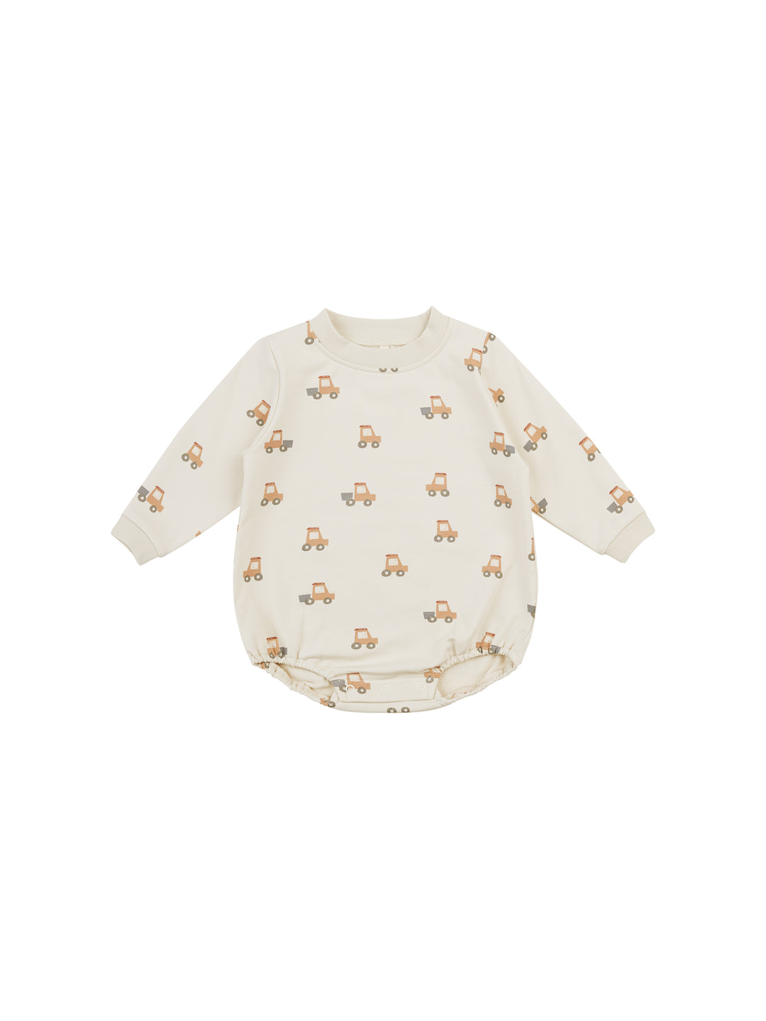Quincy Mae crewneck bubble romper || tractors