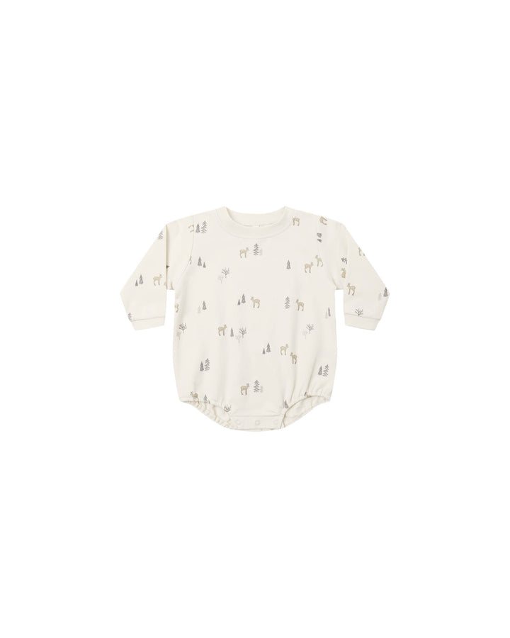 Quincy Mae Crewneck Bubble Romper || Deer
