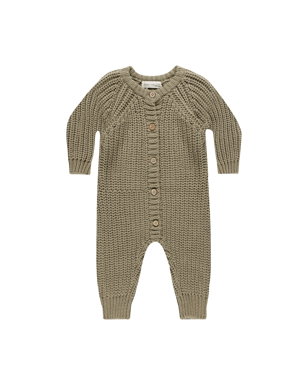 Quincy Mae Chunky Knit Jumpsuit || Olive