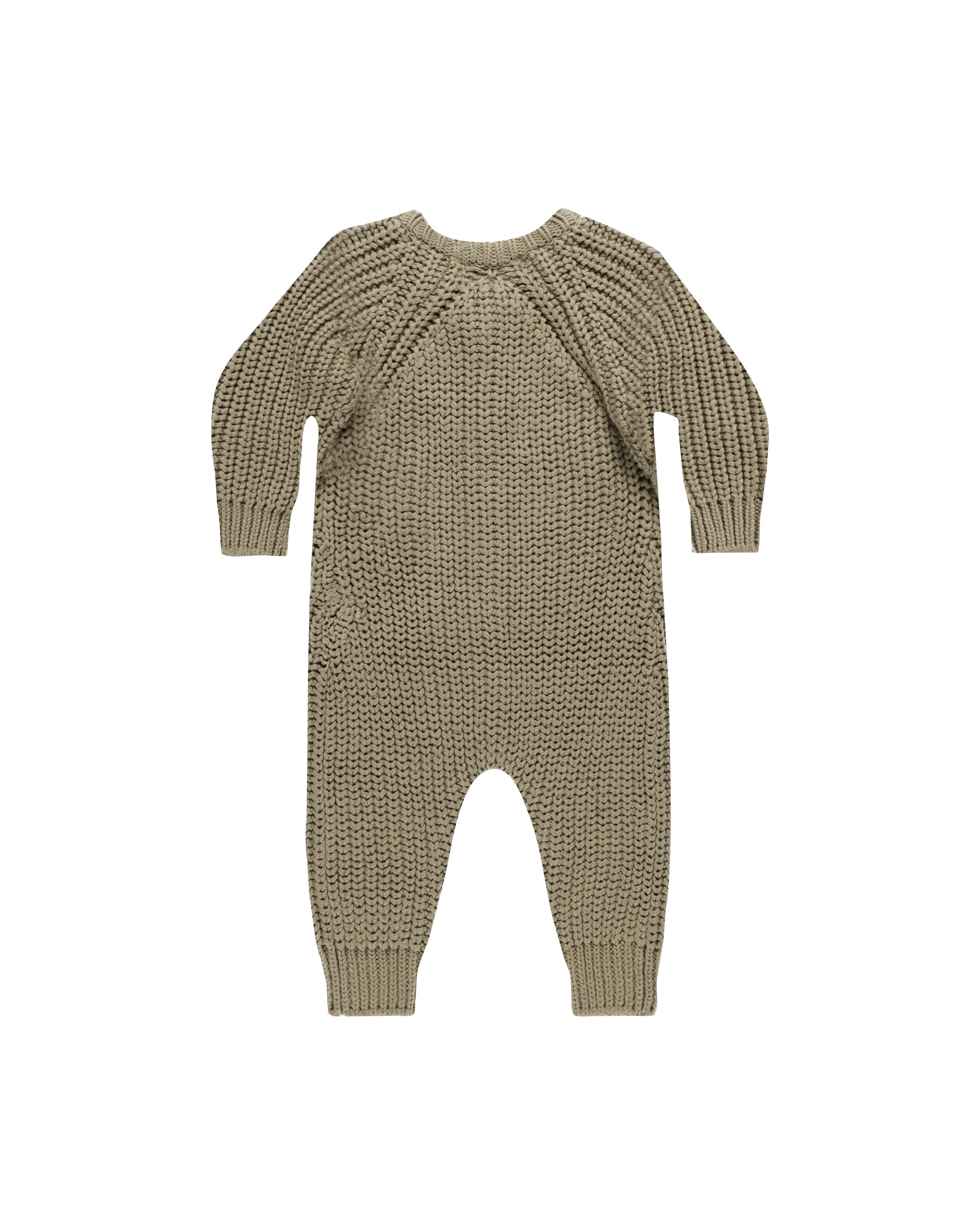 Quincy Mae Chunky Knit Jumpsuit || Olive