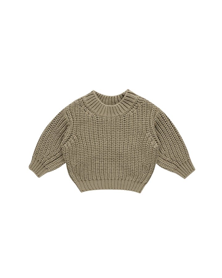 Quincy Mae Chunky Knit Sweater || Olive