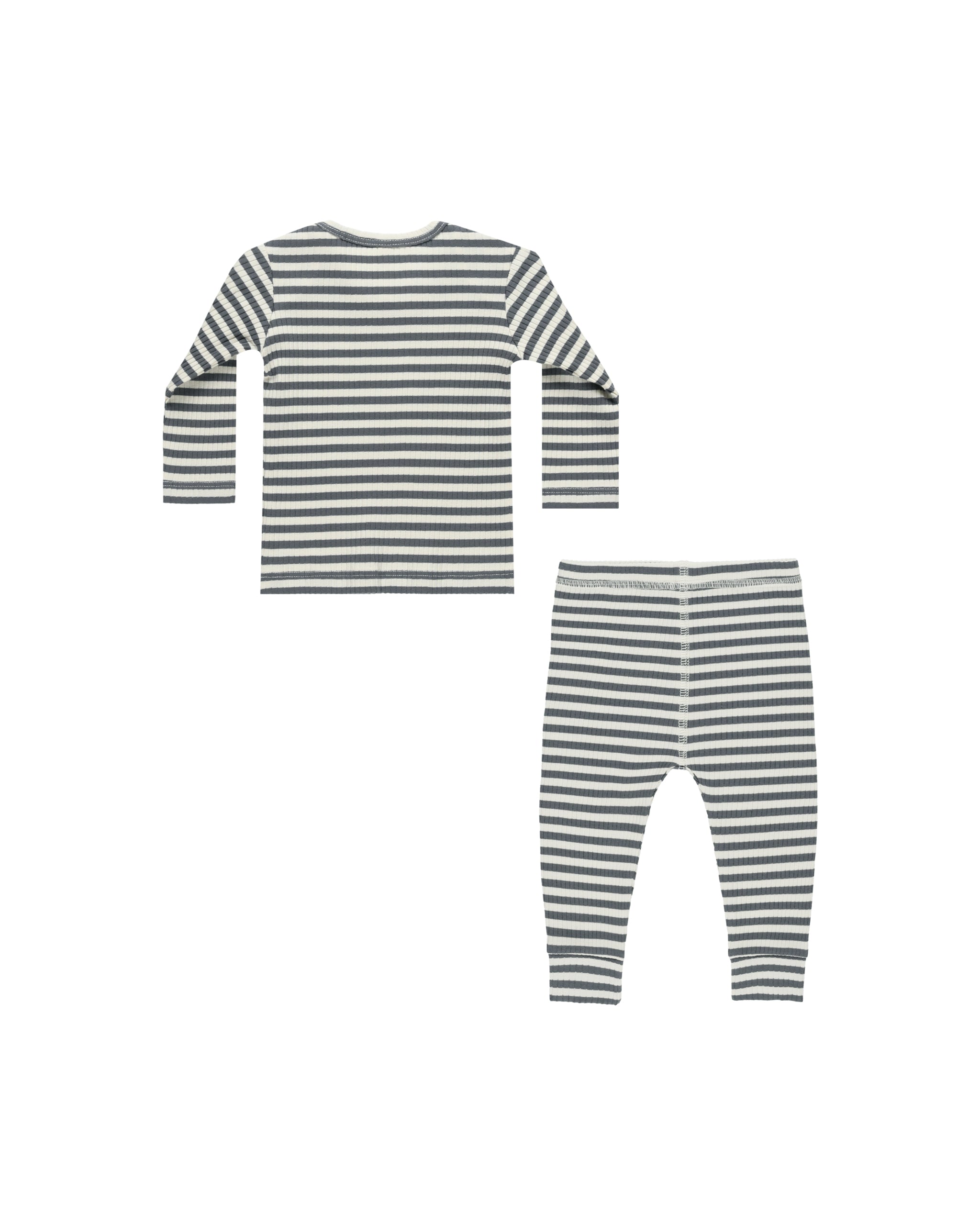 Quincy Mae Ribbed Tee + Legging Set ||  Indigo Stripe