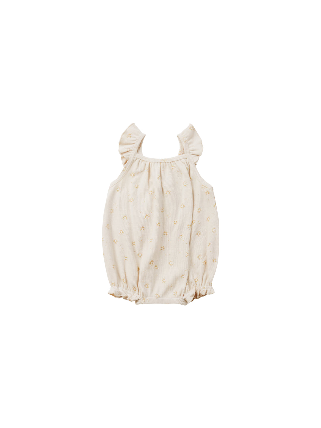Quincy Mae ribbed ruffle romper || suns