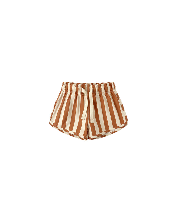 Quincy Mae Boys Swim Short || Retro Poppy Stripe