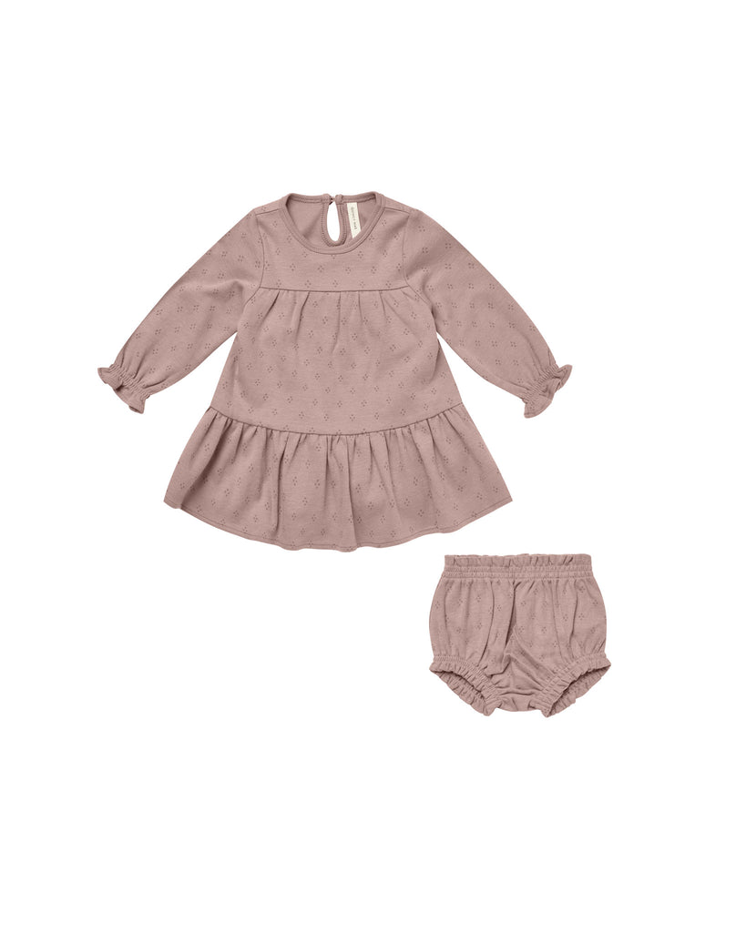 Quincy Mae Tiered Jersey Dress Set - Dotty Mauve