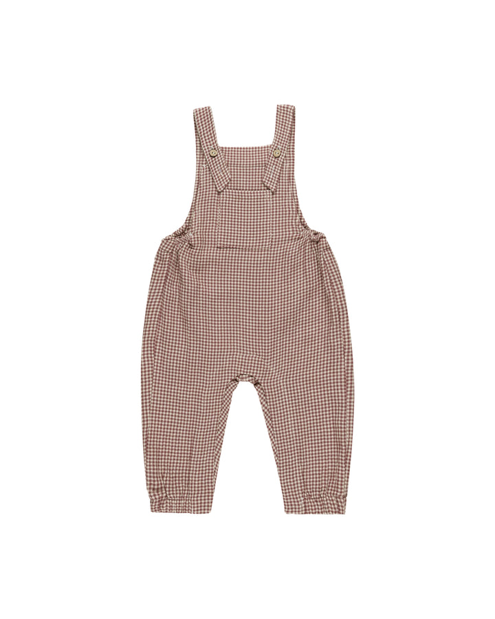 Quincy Mae Baby Overall || Plum Gingham
