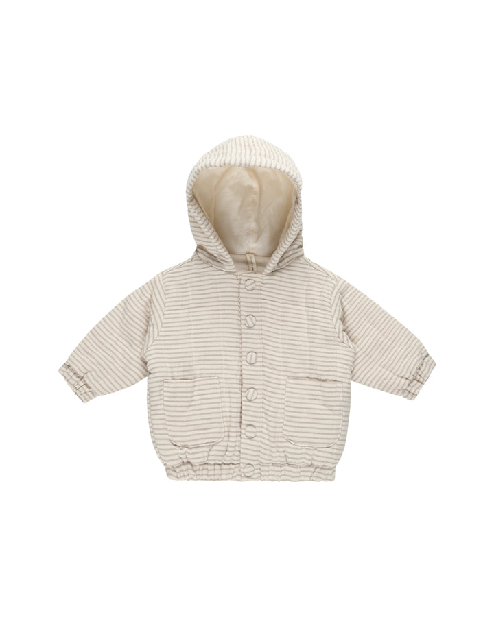 Quincy Mae Hooded Woven Jacket || Basil Stripe