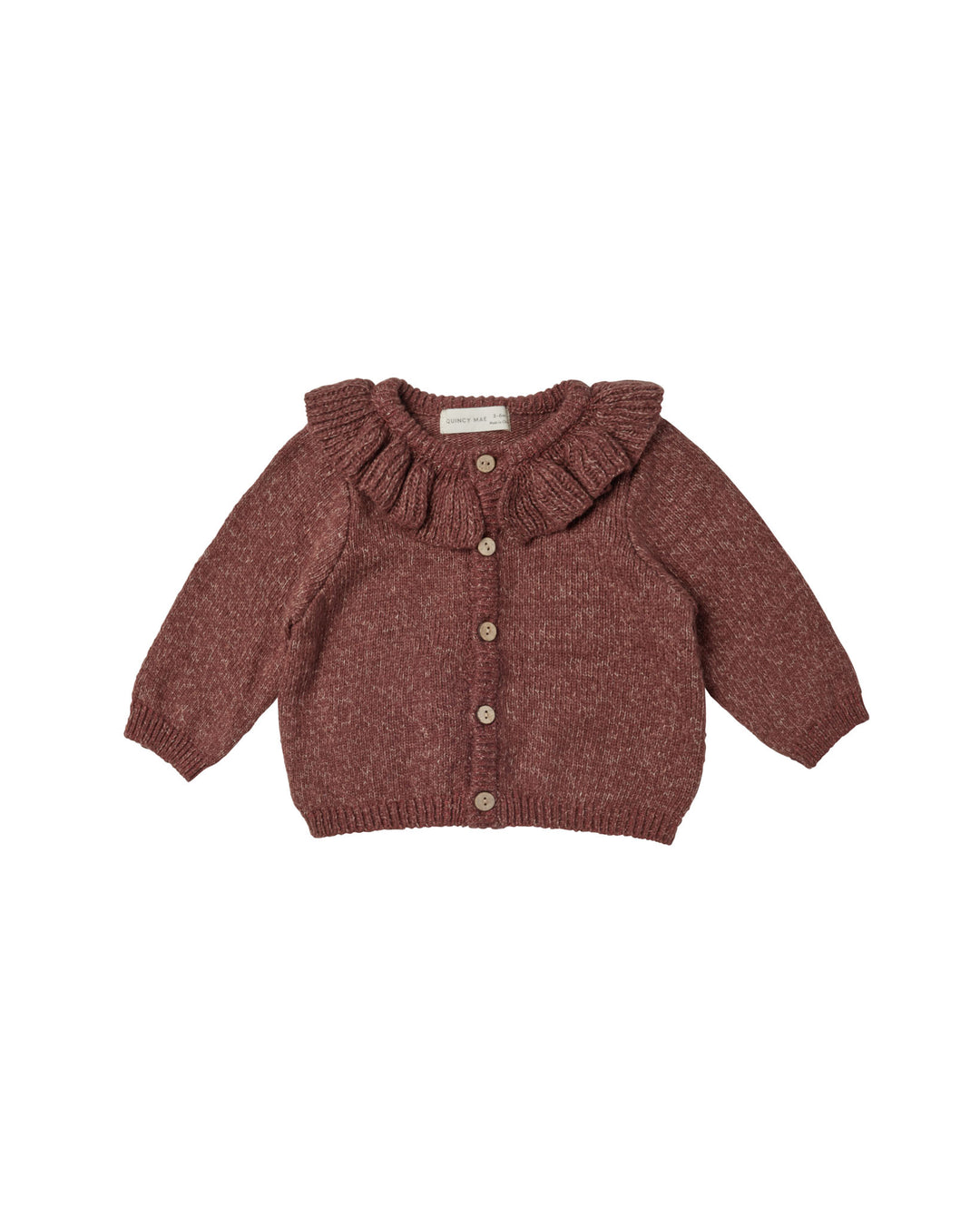 Quincy Mae ruffle collar cardigan || plum heather