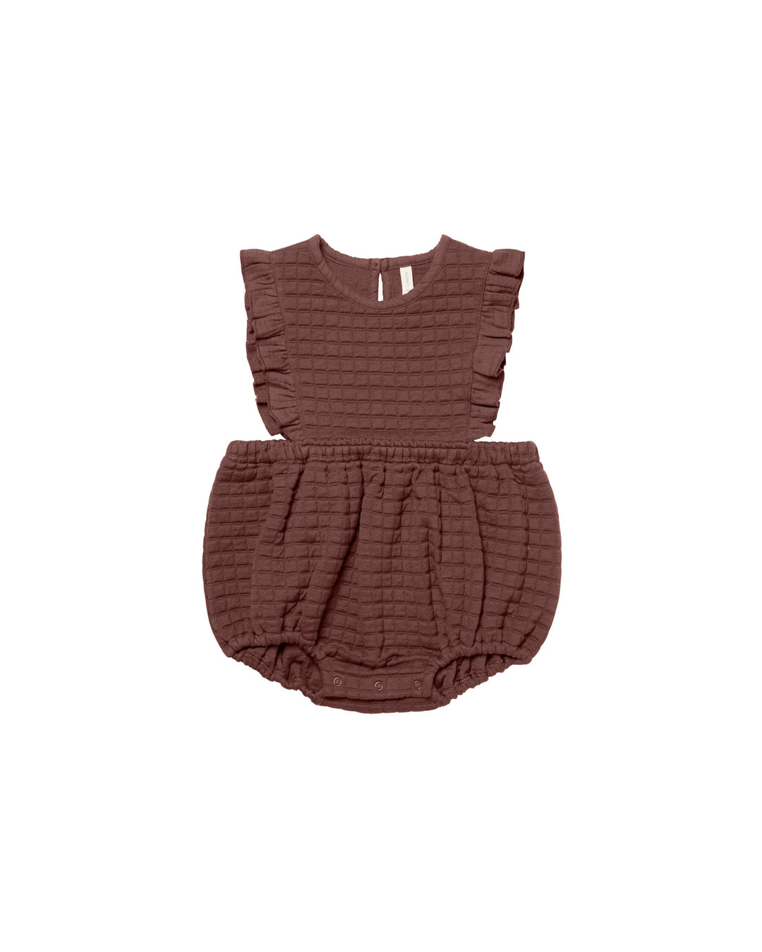 Quincy Mae ruffle bubble romper || plum