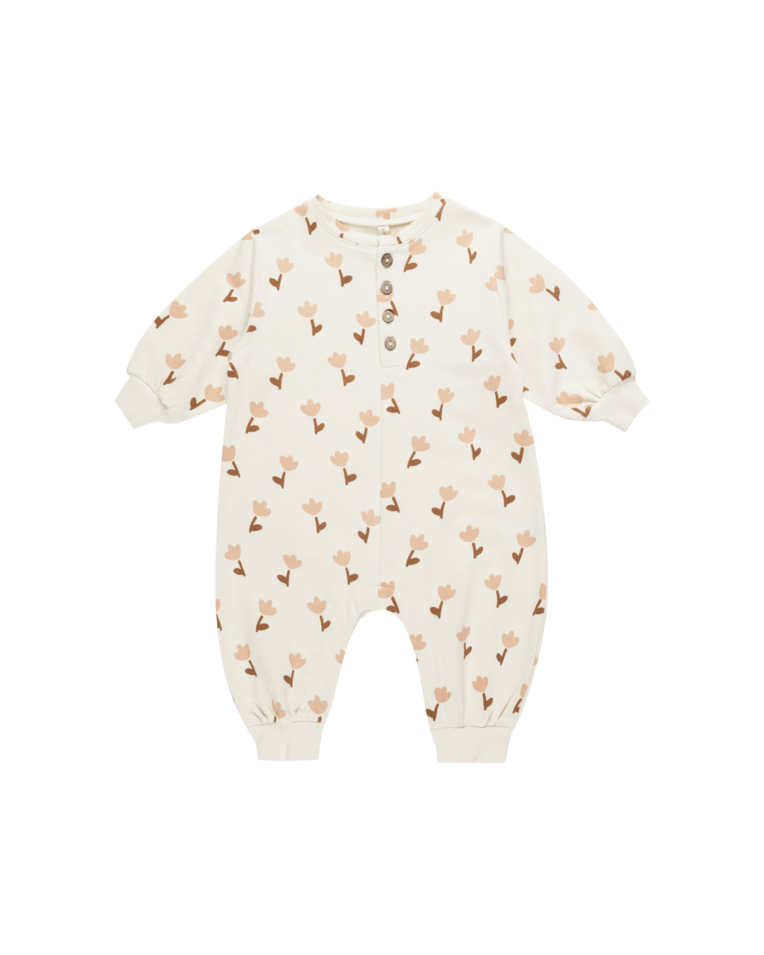 Quincy Mae Relaxed Fleece Jumpsuit || Tulips