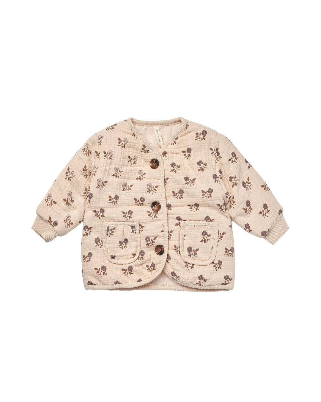 Quincy Mae quilted v-neck button jacket || fig flora