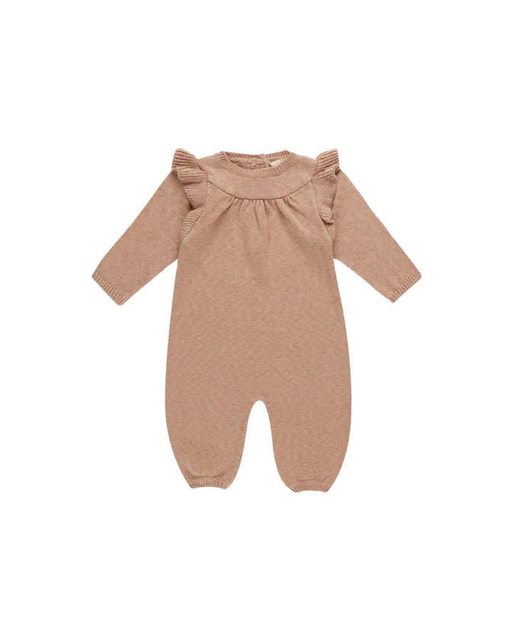 Quincy Mae Long Sleeve Mira Knit Romper || Heathered Rose
