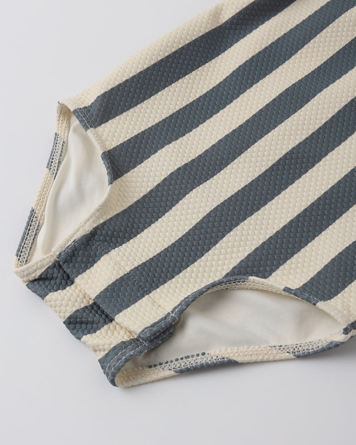 Quincy Mae Scoop Back One-Piece Swimsuit || Retro Ocean Stripe