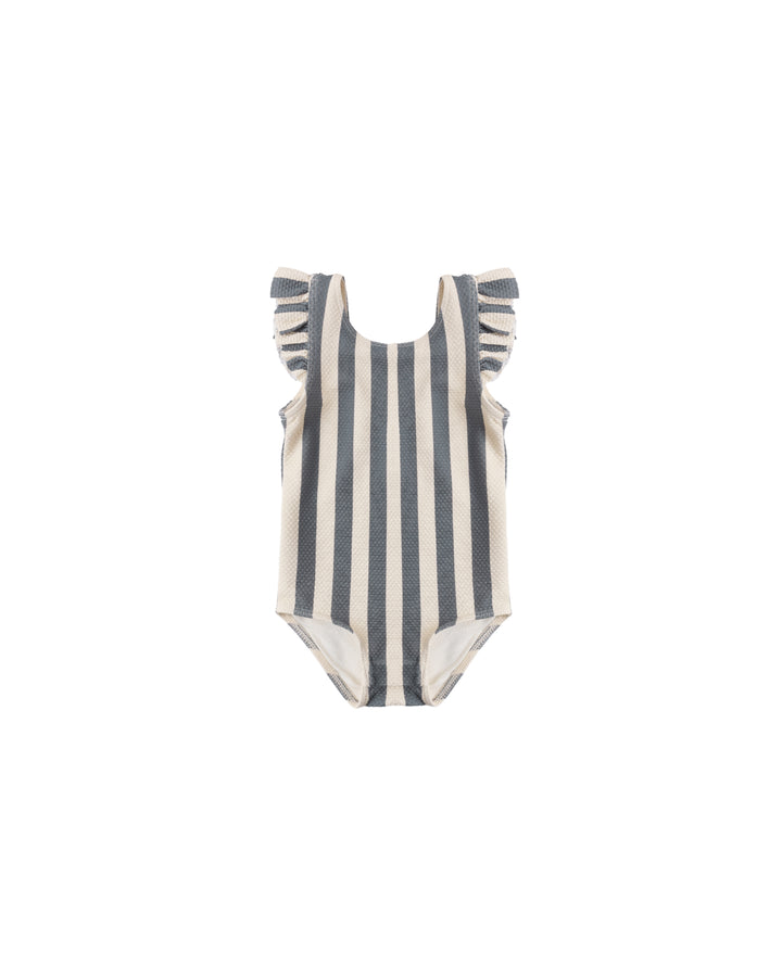 Quincy Mae Scoop Back One-Piece Swimsuit || Retro Ocean Stripe