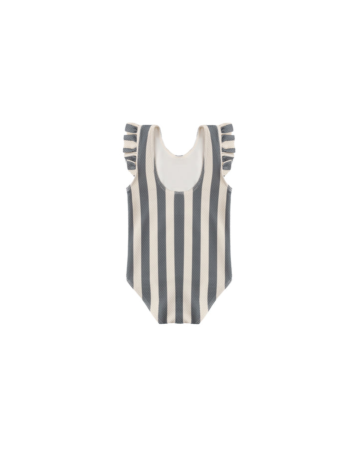 Quincy Mae Scoop Back One-Piece Swimsuit || Retro Ocean Stripe