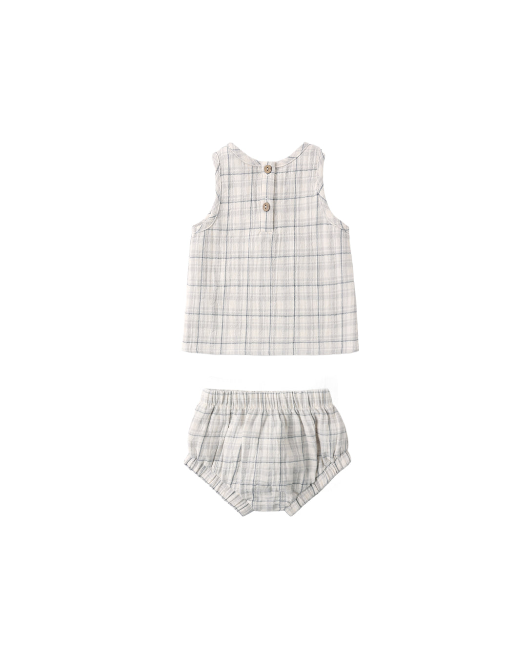Quincy Mae Woven Tank Set || Blue Plaid