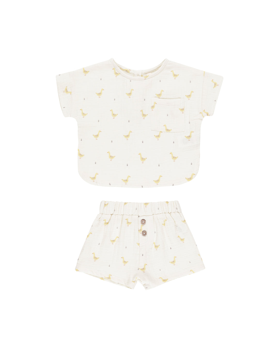 Quincy Mae Woven Boxy Top + Short Set || Geese
