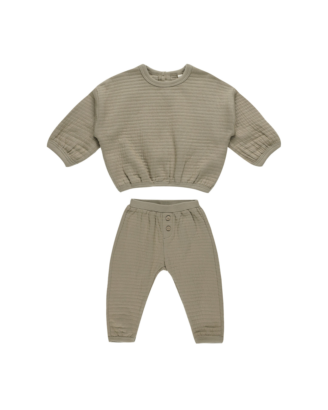 Quincy Mae Textured Sweat Set || Olive