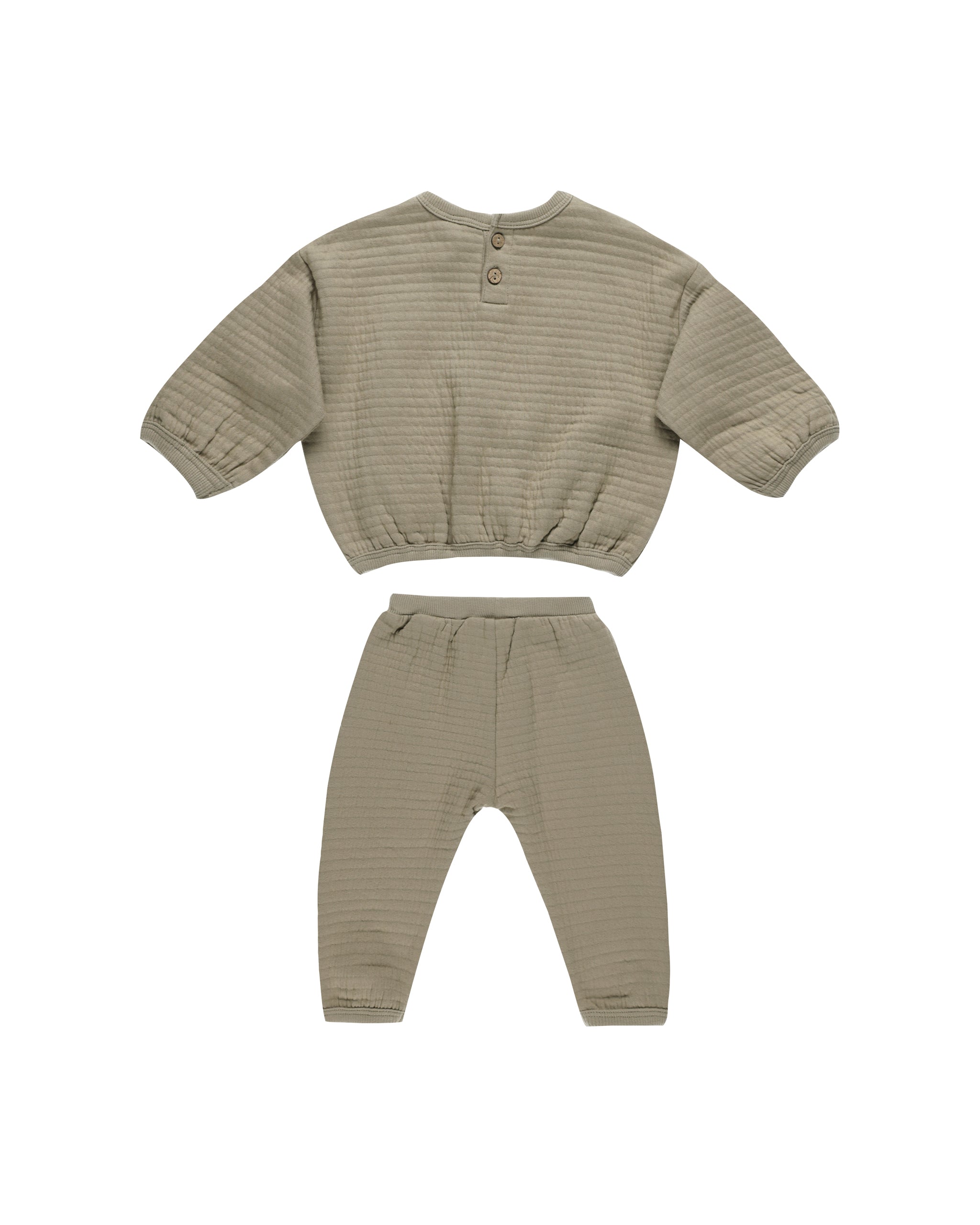 Quincy Mae Textured Sweat Set || Olive