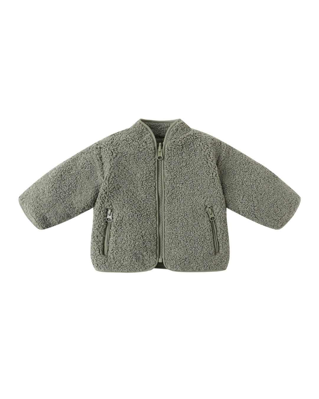Quincy Mae Shearling Zip Jacket || Forest