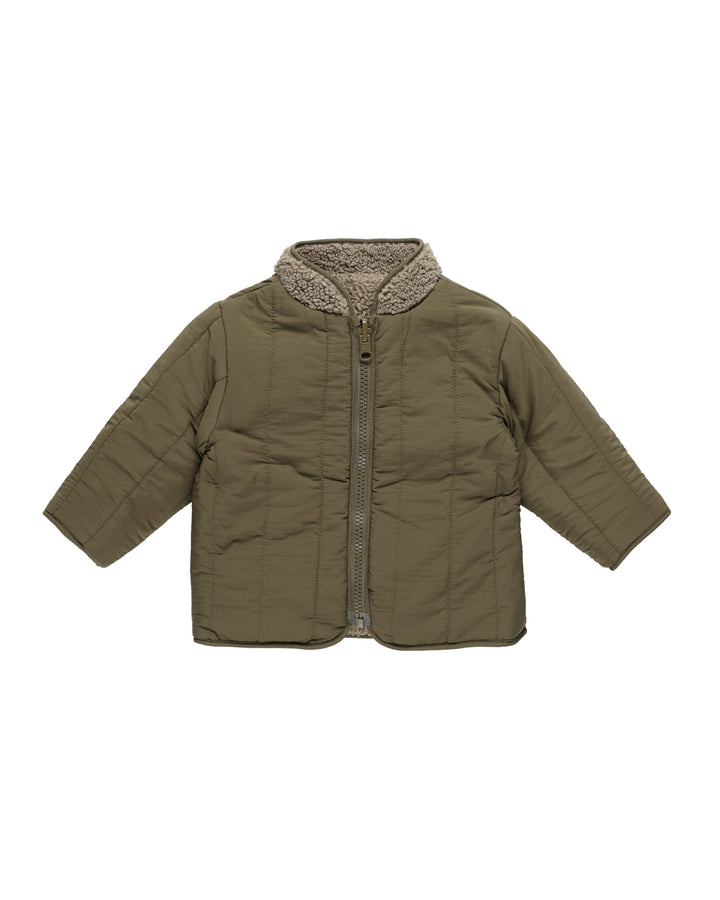 Quincy Mae Shearling Zip Jacket || Olive