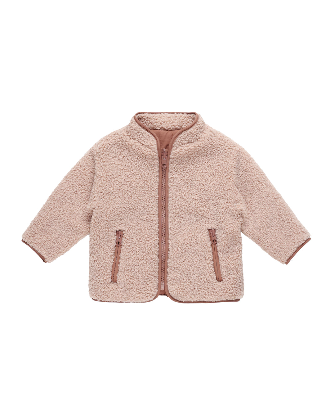 Quincy Mae Shearling Zip Jacket || Blush
