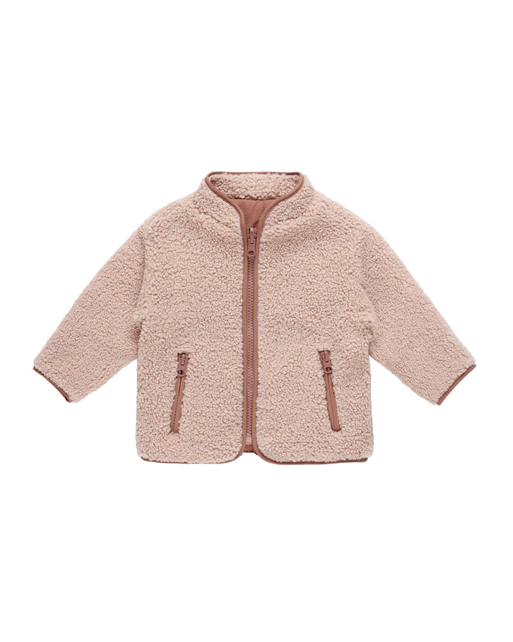 Quincy Mae Shearling Zip Jacket || Blush