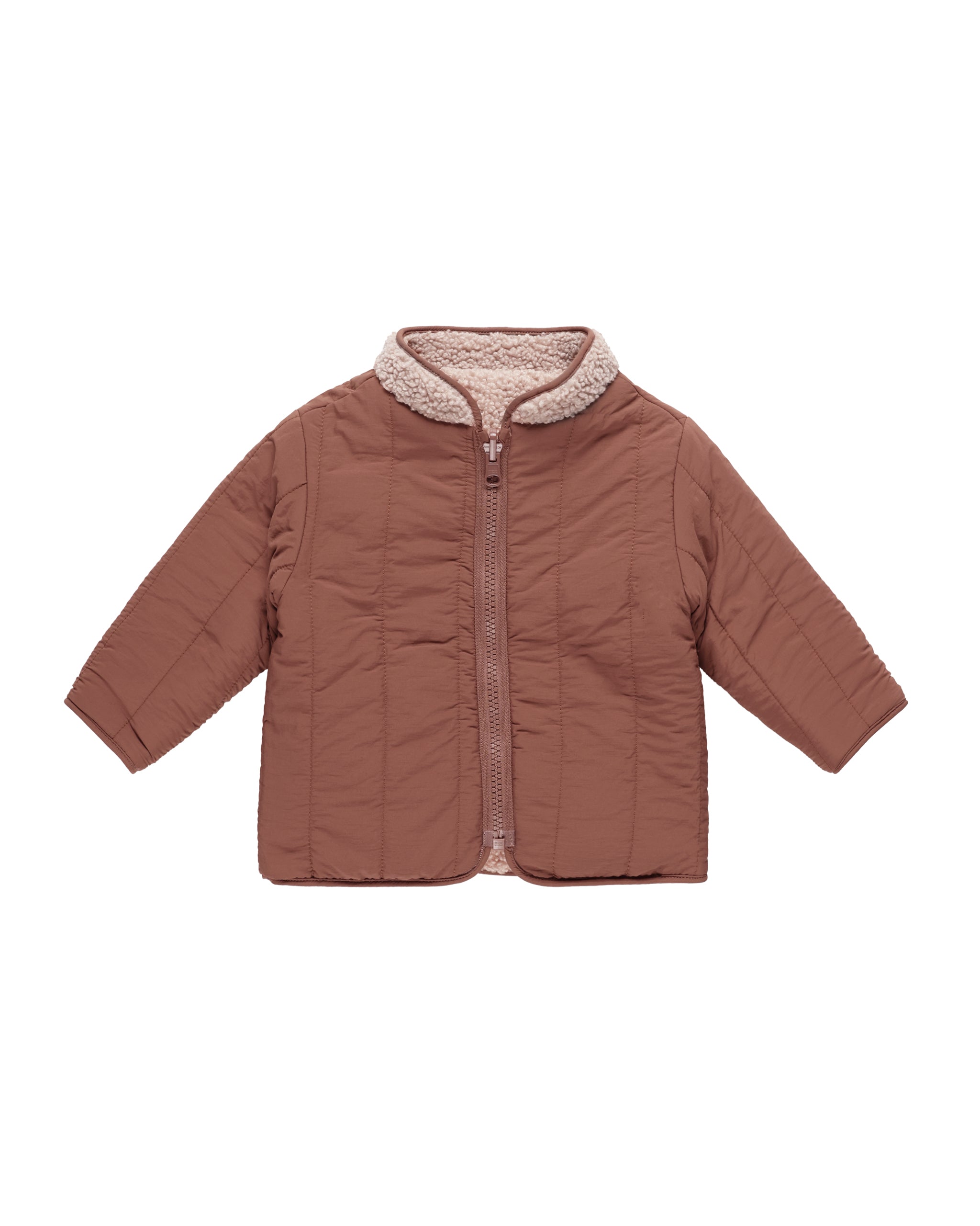 Quincy Mae Shearling Zip Jacket || Blush