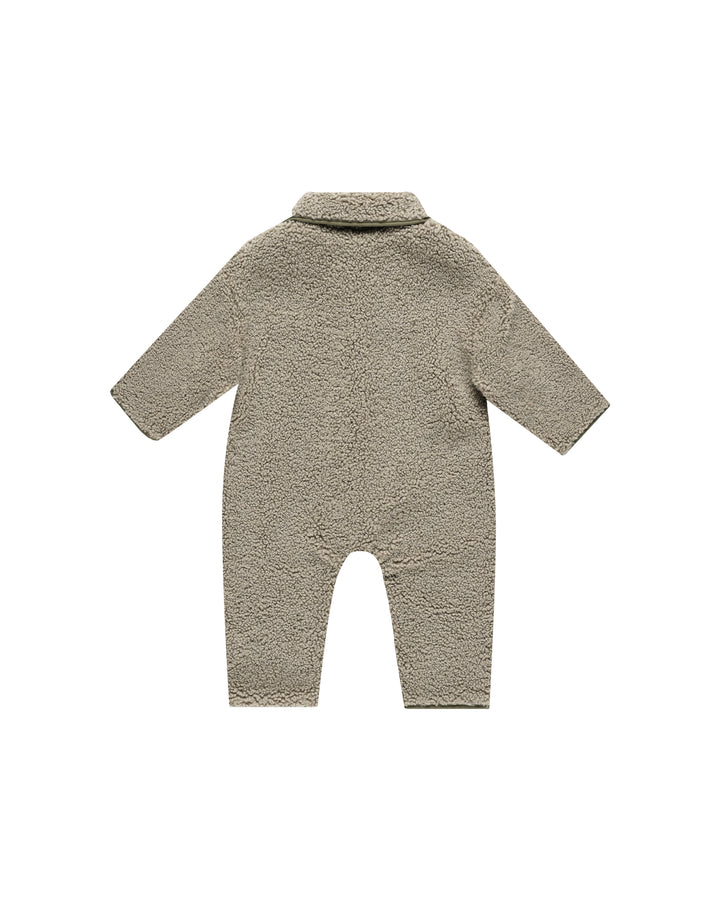 Quincy Mae Shearling Jumpsuit || Olive