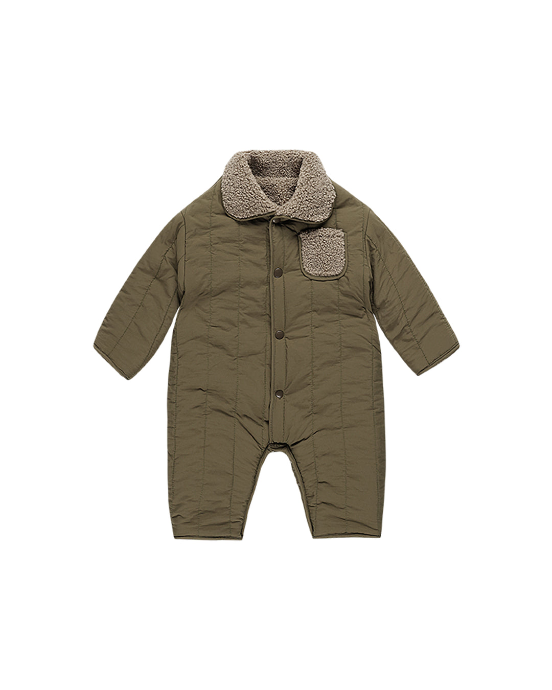 Quincy Mae Shearling Jumpsuit || Olive