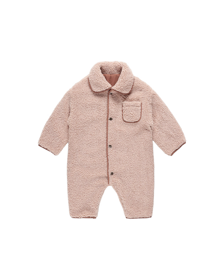 Quincy Mae Shearling Jumpsuit || Blush