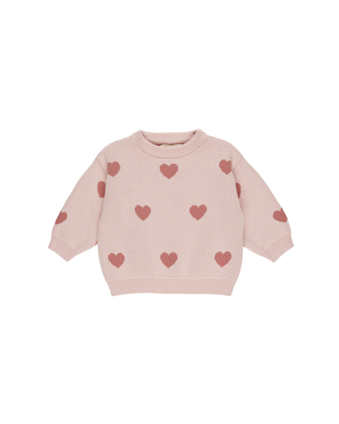 Quincy Mae Heart Knit Sweater || Bubblegum