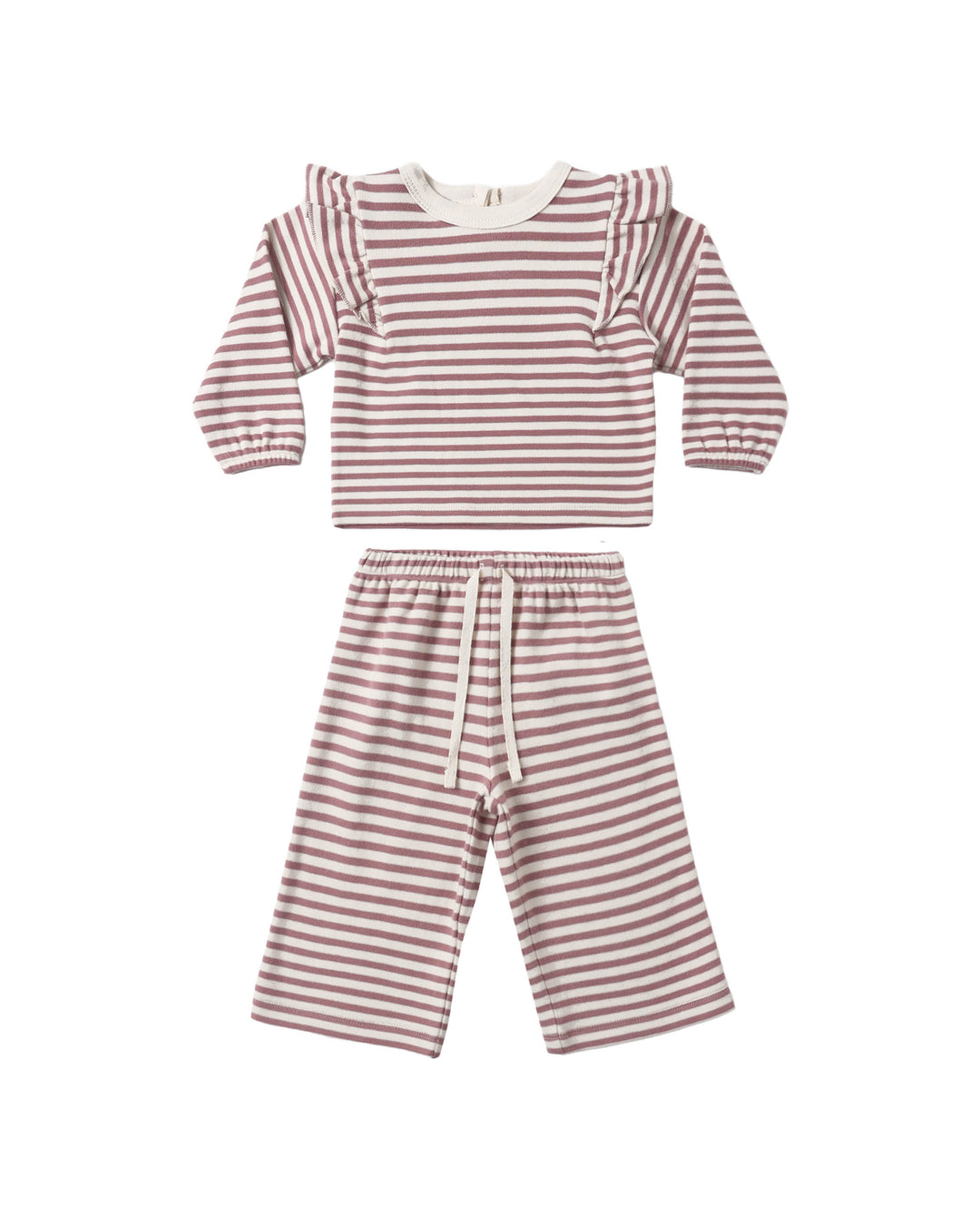 Quincy Mae Ruffle Cozy Set || Mulberry Stripe
