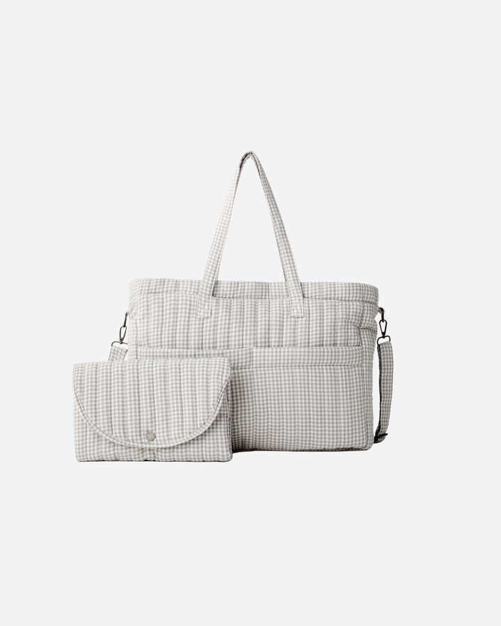 Quincy Mae Diaper Bag + Changing Pad Set || Sage Gingham