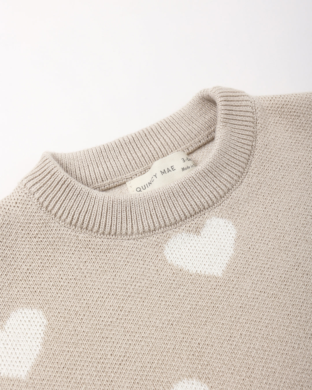 Quincy Mae Heart Knit Sweater || Oat
