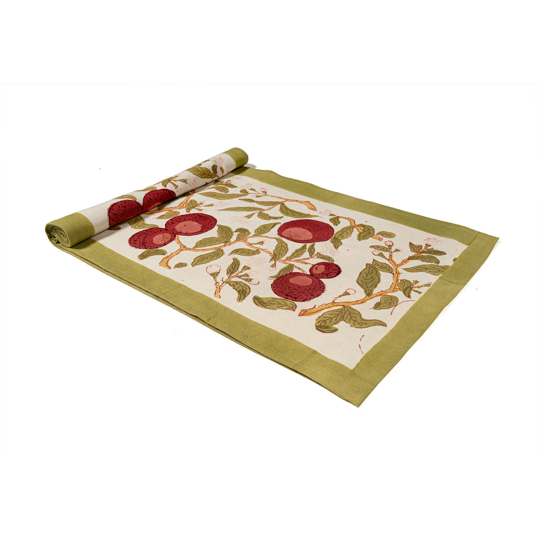 Orange Tree Table Runner - Red Green - 16" x 72"