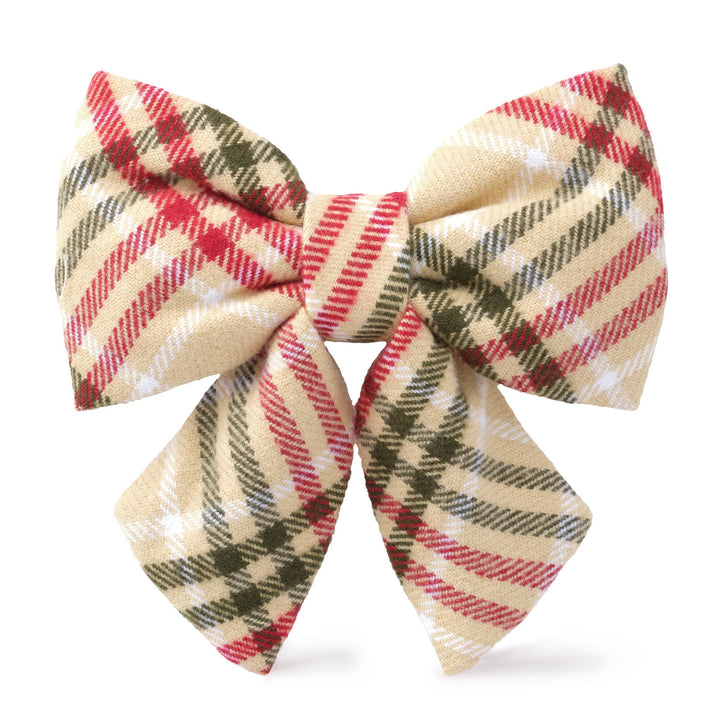 Eggnog Plaid Flannel Holiday Lady Dog Bow: Large