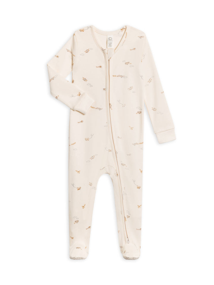 Colored Organics Baby Peyton Zipper Sleeper - Airplane / Mist