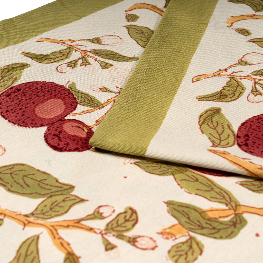 Orange Tree Table Runner - Red Green - 16" x 72"
