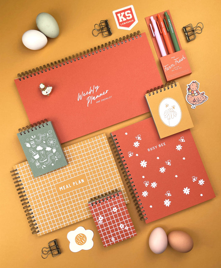 Hand-Drawn Grid Flower Mini Jotter Notebook